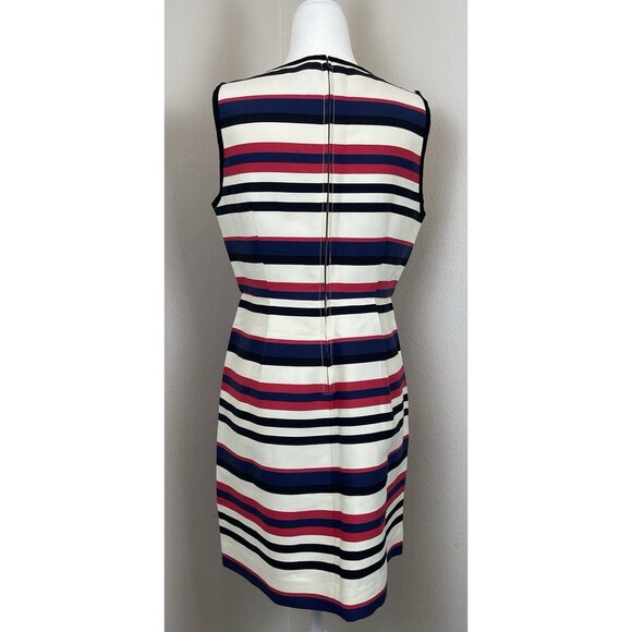 J.Crew Women’s Sleeveless Striped Peg Dress Ivory Pink Blue Career Teacher-8 - Picture 2 of 11